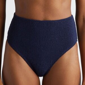 Totême High-Waist Smocked Bikini Bottom – Navy